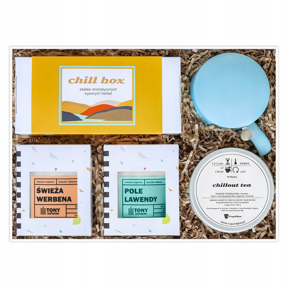 Velký Dárkový Set Sypaného Čaje MIX Sójové Svíčky Hrnek S Konvičkou