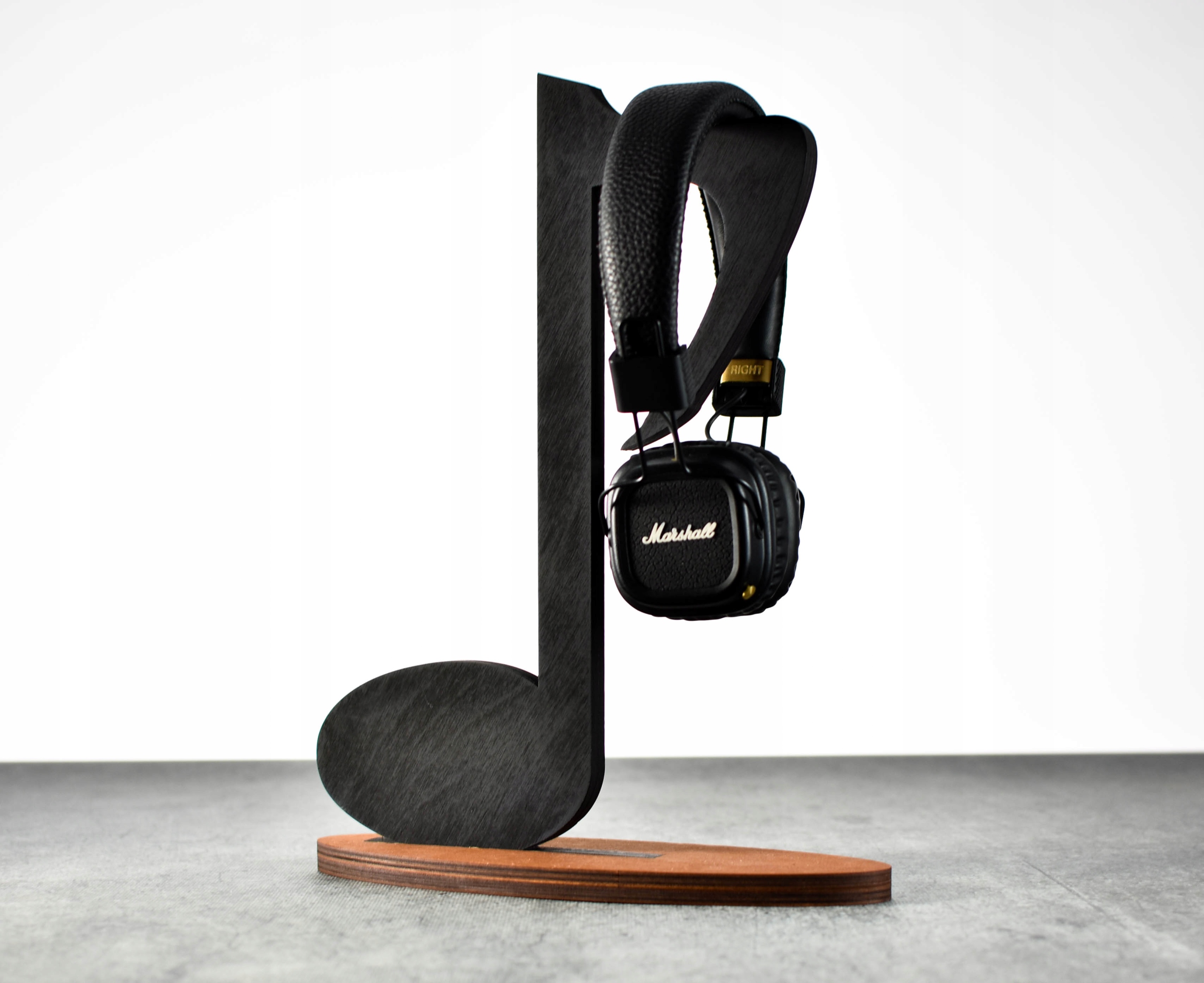 Stojak na słuchawki nauszne nuta solidny wieszak muzyka akcesoria drewniany Marka Swam