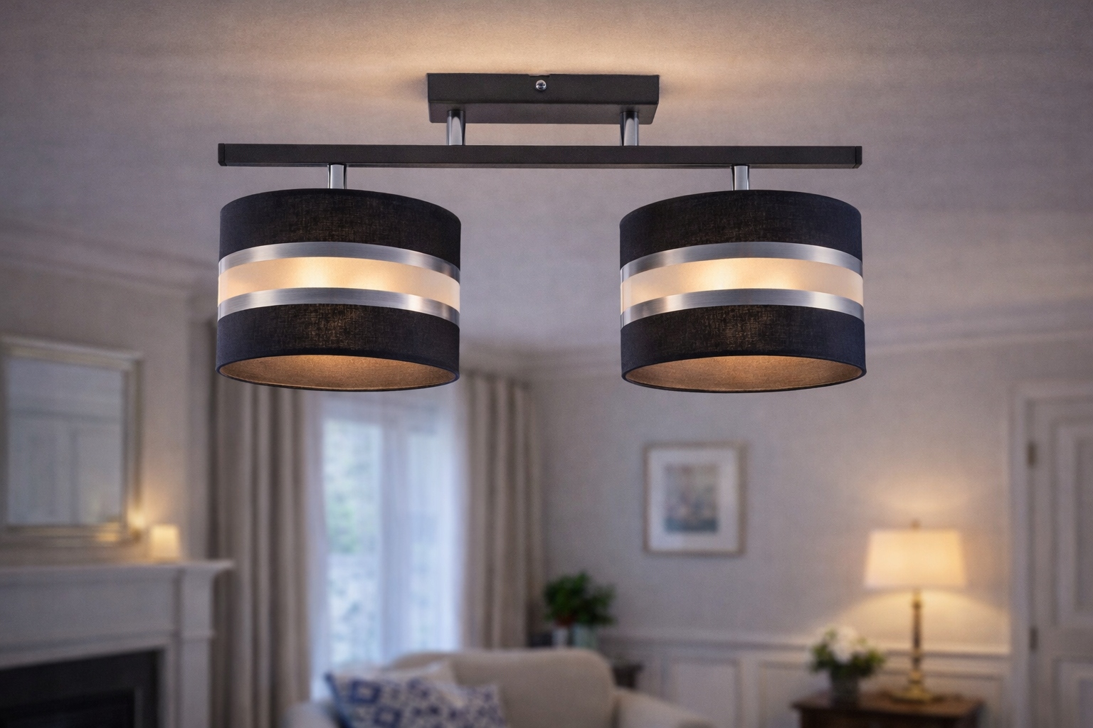 Euro-Lampová stropná lampa Diana 2 Čierna Abažúr 2x60W Výrobca