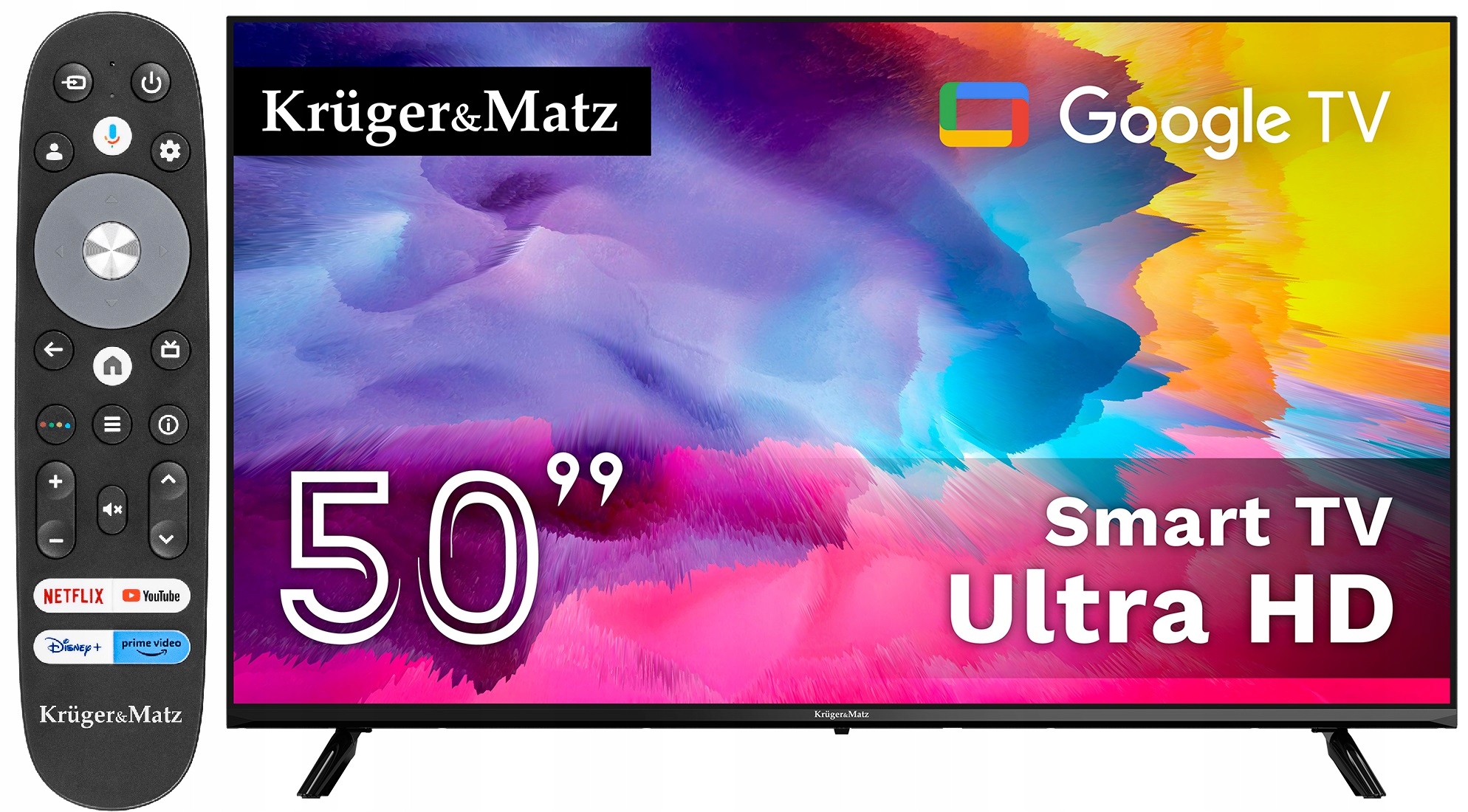 TELEWIZOR LED UHD 4K 50'' SMART GOOGLE TV HDR DVB-T2 HEVC KRUGER MATZ