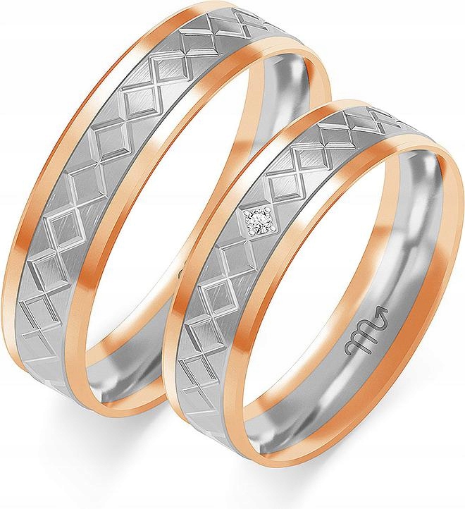 Růžové zlaté snubní prsteny moderní 585 vel 17 18 19 svatební kolekce 14k