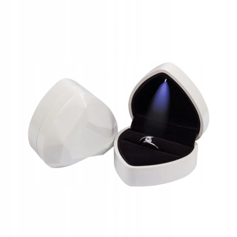 Pudełko pierścionek zaręczynowy LED ślub prezent Kolor dominujący odcienie niebieskiego