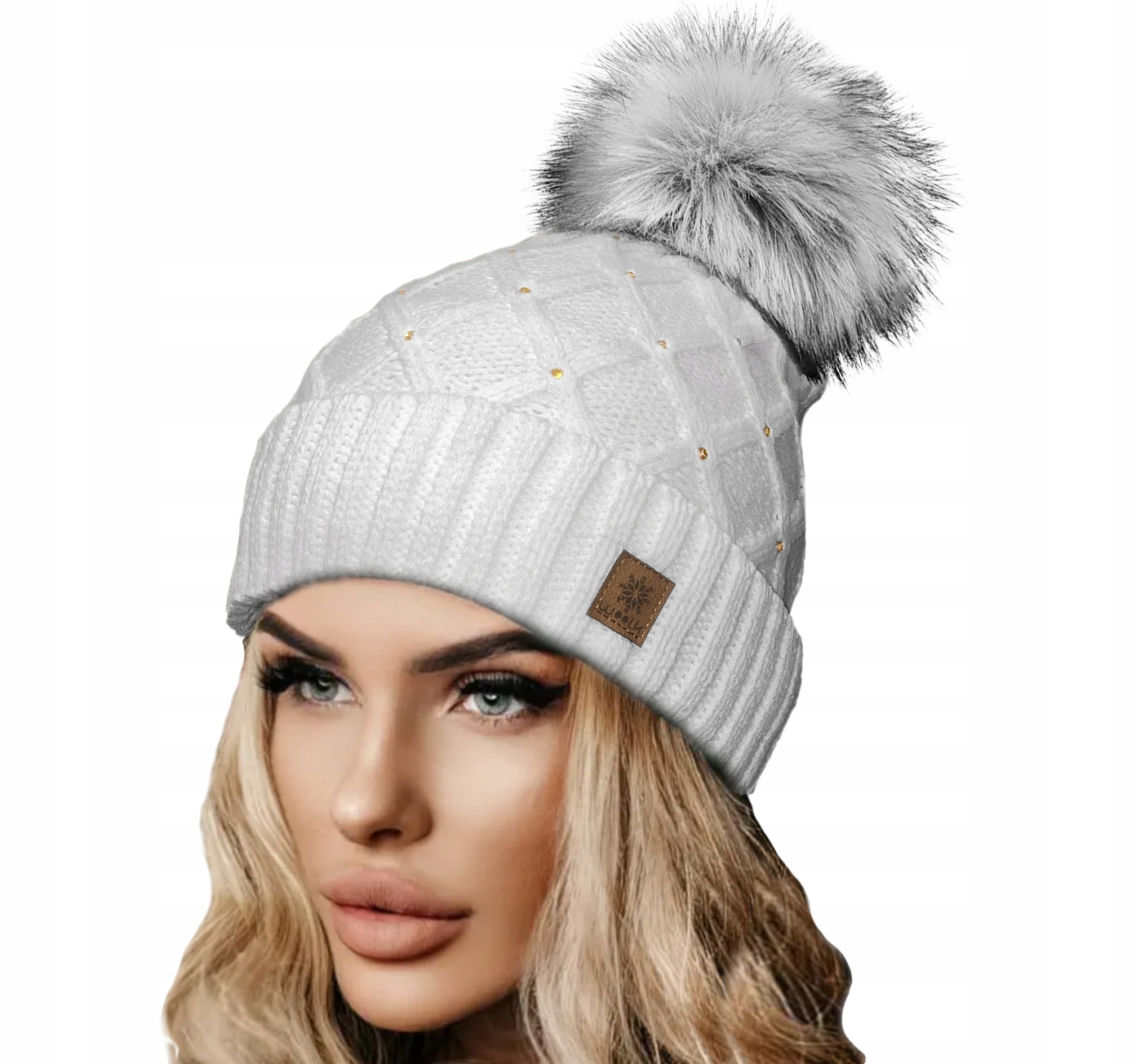 

Zimowa Czapka Ciepła pompon i polar Woolk Crystal