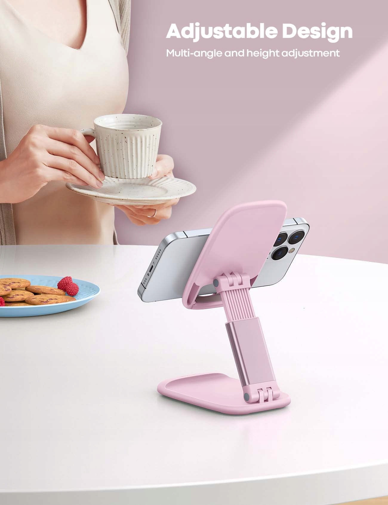LAMICALL Stojak Na Telefon Regulowany Uchwyt Do iPhone Samsung Smartfon — miniatura 2