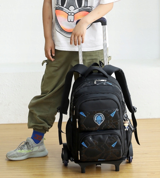 PLECAK SZKOLNY TORNISTER NA KÓŁKACH STELAŻ WALIZKA DLA DZIECI DLA CHŁOPCA Kolor czarny