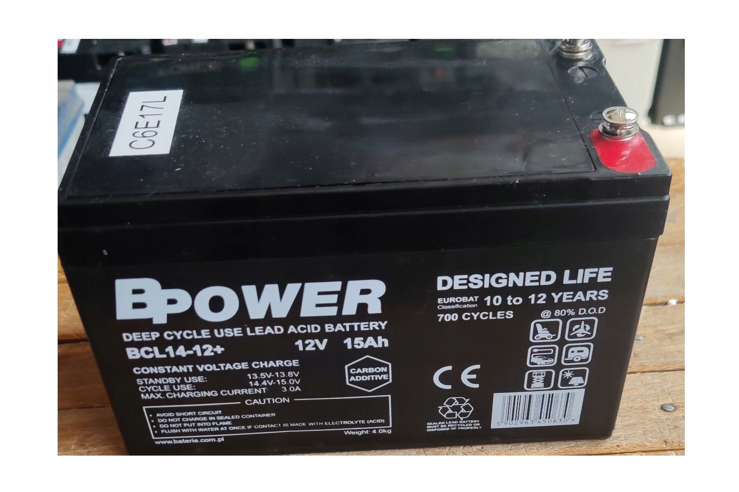 Akumulator Bpower 12V 15Ah BCL14-12+ Agm Deep Cycle 700 cykli
