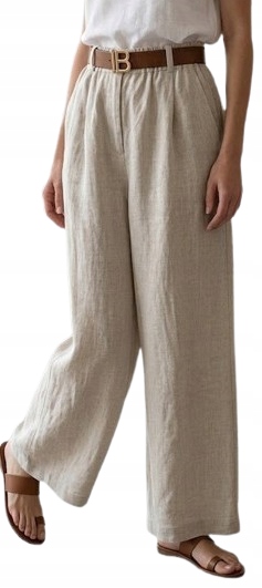 Lněné Dámské Kalhoty Wide Leg Pásek – Livan's Italia