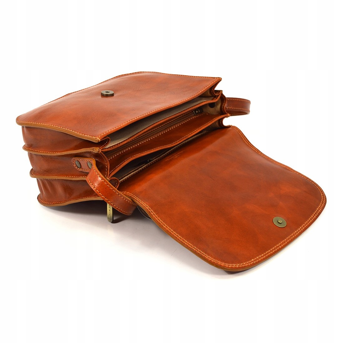 Duża i pakowna listonoszka, torebka przez ramię Kolor brązowy