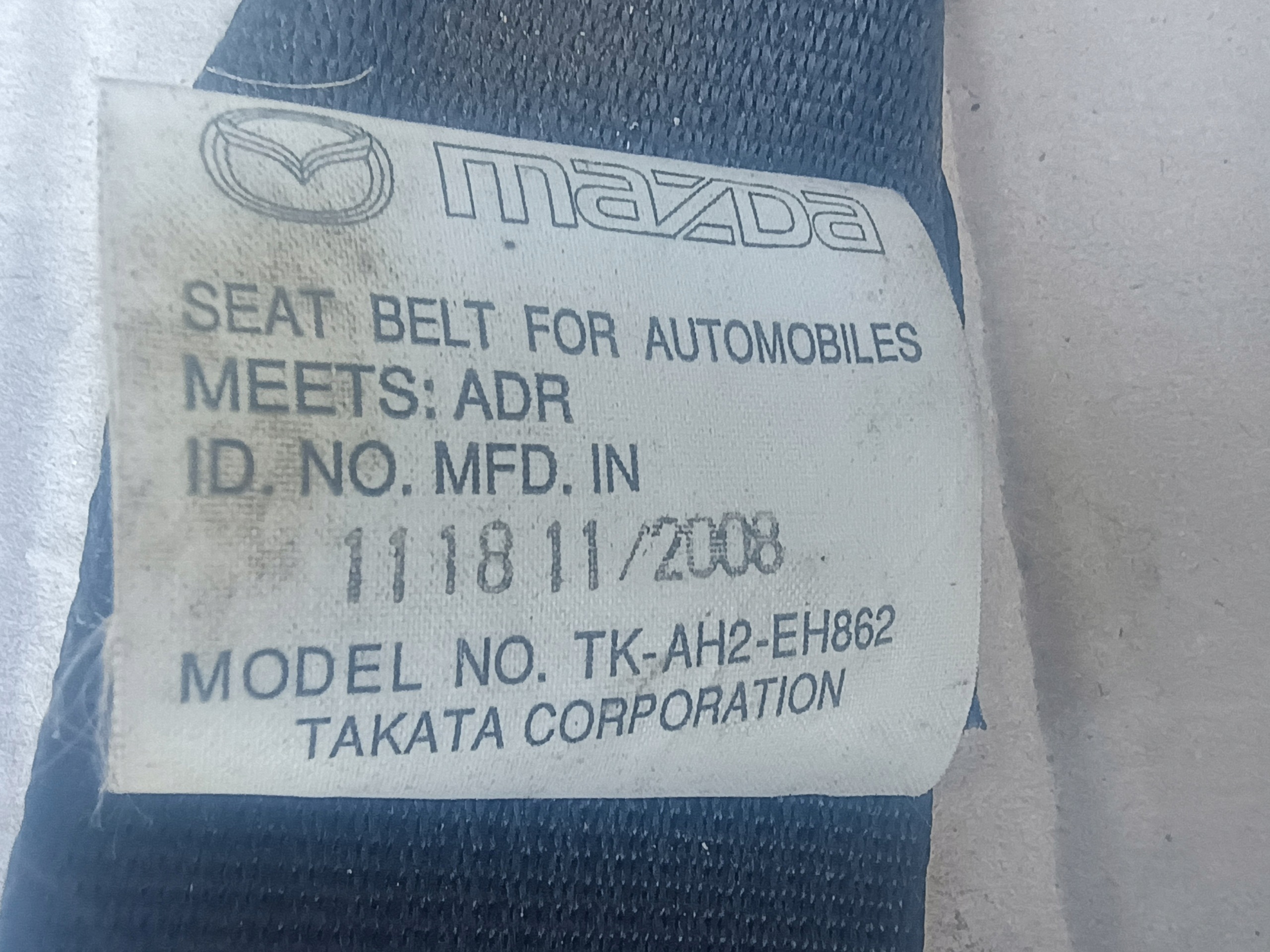 tension belt safety TK-AH2-EH862 right front MAZDA 6 GH