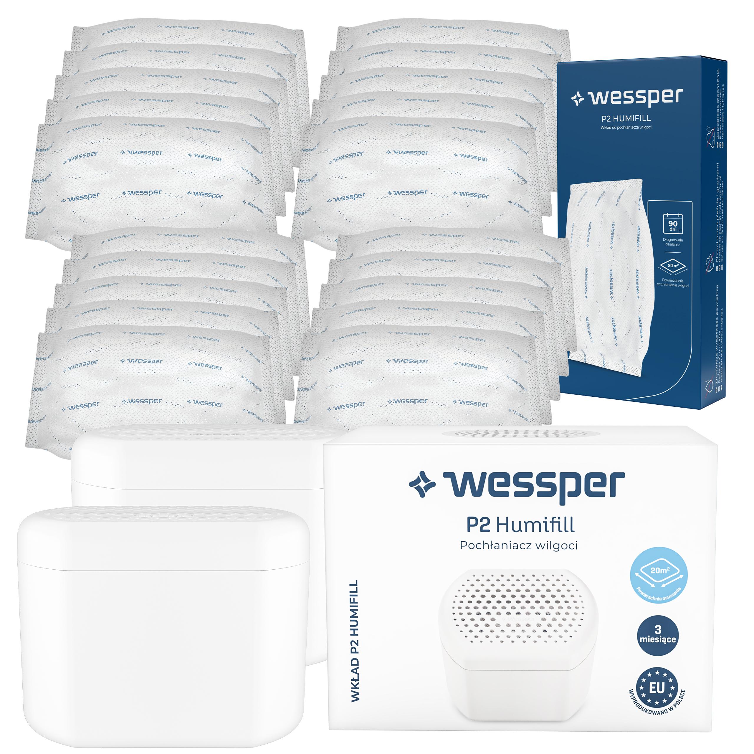 Wessper silný bílý pohlcovač vlhkosti: 2 absorbéry 20 náplní