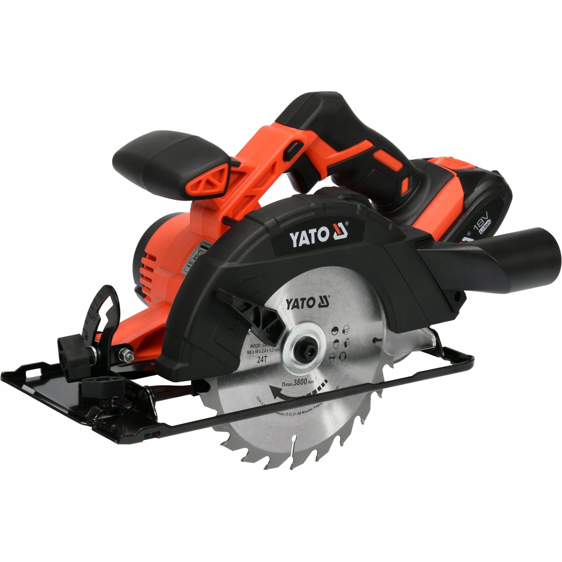 Aku okružní pila 18V 165 mm 2Ah Li-Ion hloubka řezu 54 mm Yato