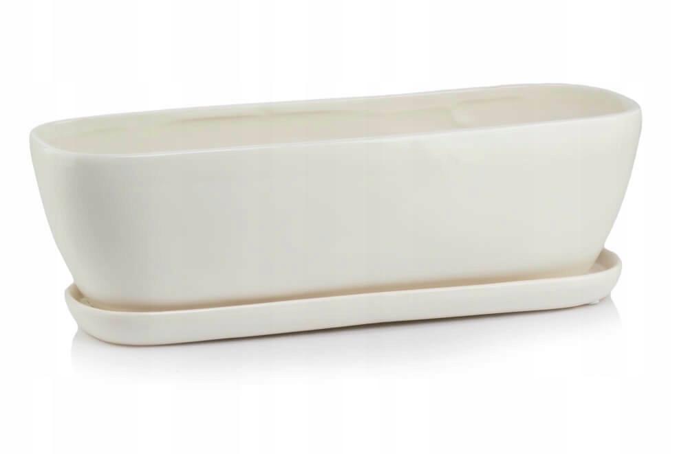 Keramická Květináč S Podstavcem 40 x 14 x 14 cm Krémová