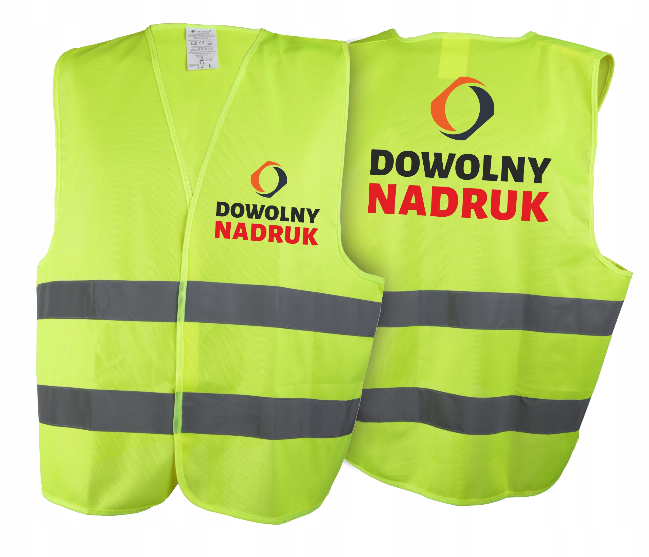 KAMIZELKA ODBLASKOWA Z NADRUKIEM PRZÓD I TYŁ 3XL