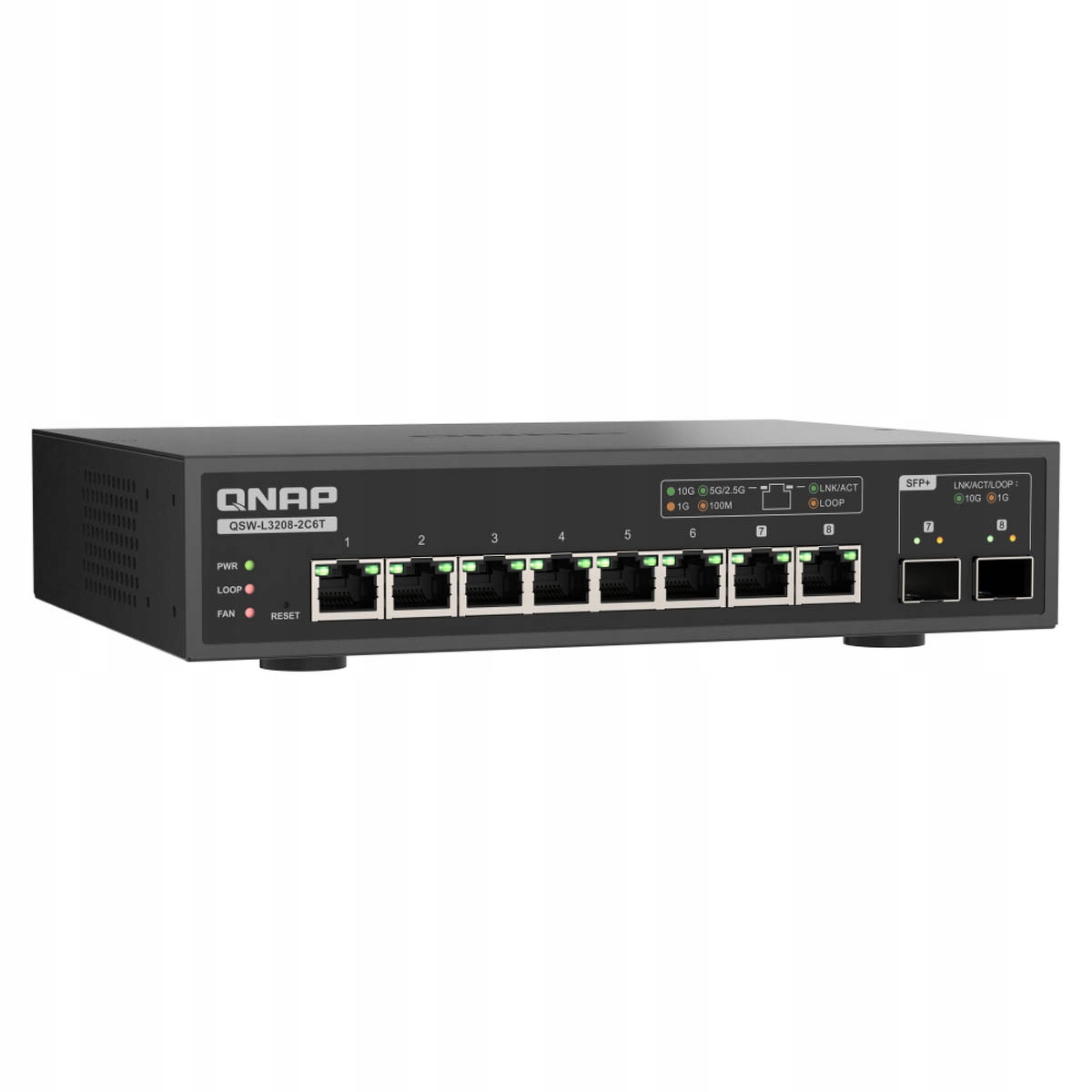 Qnap QSW-L3208-2C6T Lite managed přepínač 8 portový 6x 10GbE RJ45,