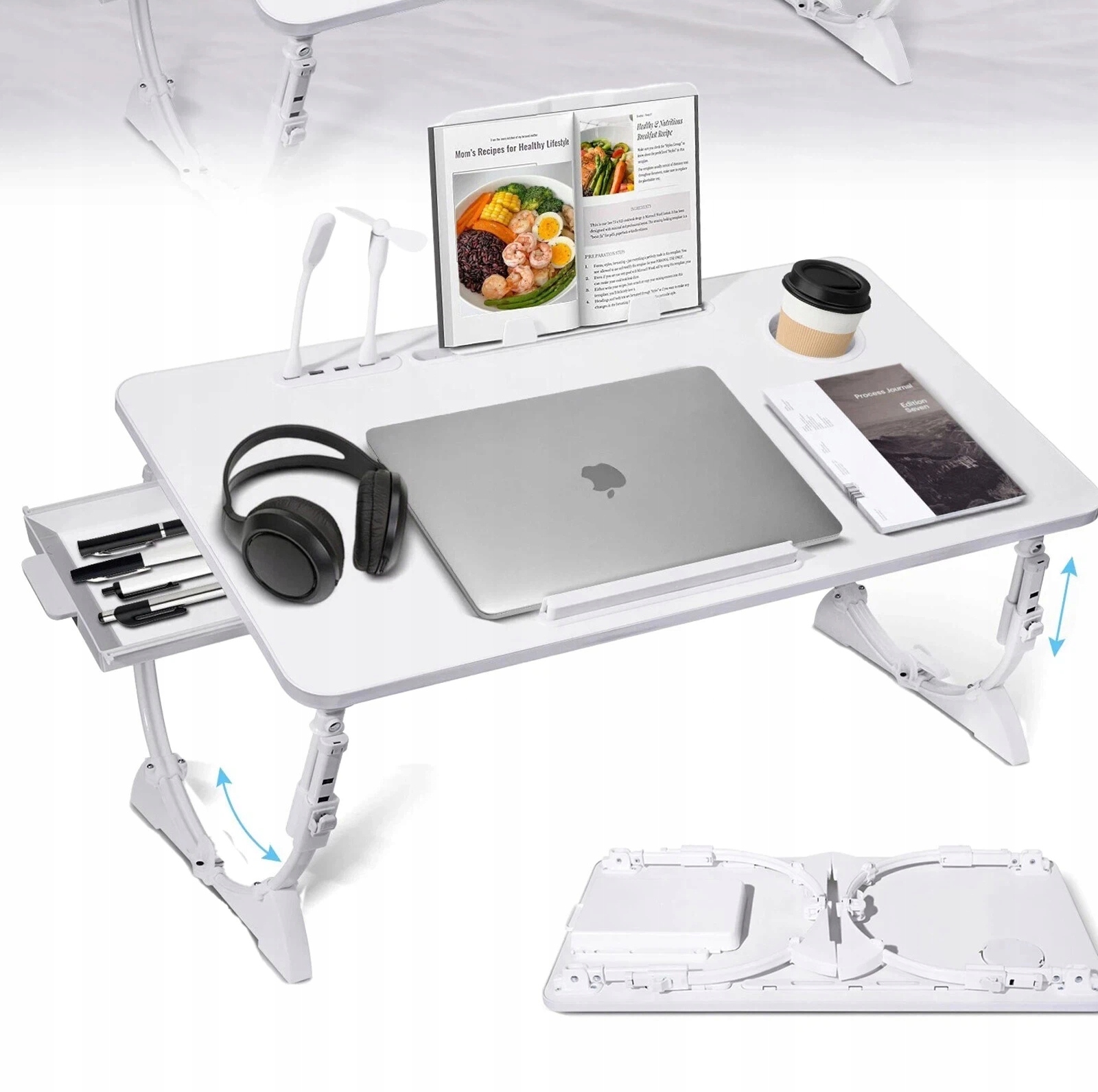 Składany Stolik Pod Laptopa Książkę Do Łóżka Podstawka Szuflada Duzy