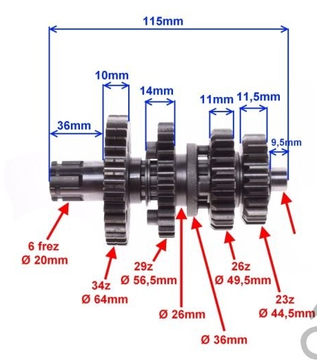 SKRZYNIA BIEGOW CROSS 125 CC KOMPLET Part number 0201