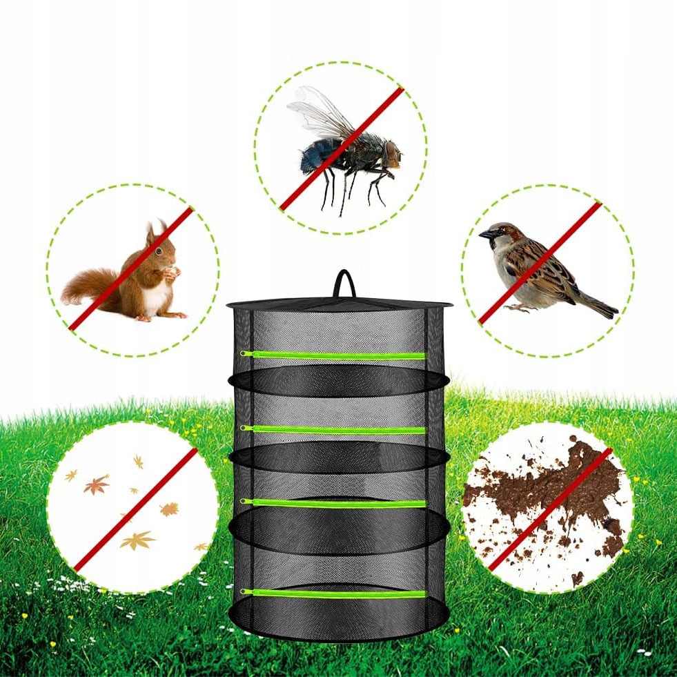 4 SIATKOWE WIESZANIE NA ZIOŁA SUSZARKA, Z ZAMKIEM BŁYSKAWICZNYM CZARNA Szerokość produktu 60 cm