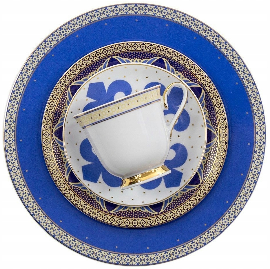 Serwis obiadowo-kawowy z porcelany z dekoracją G340