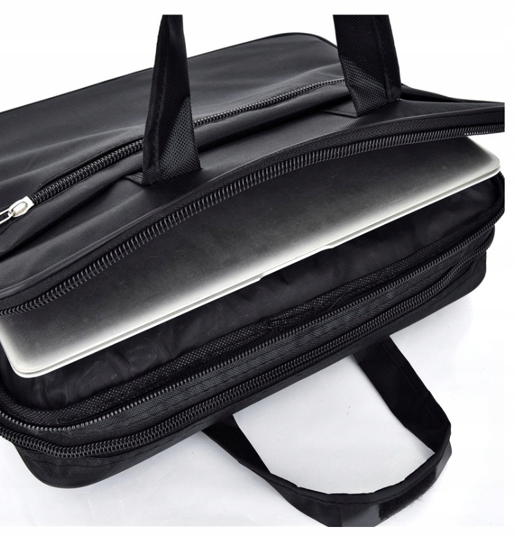 DUŻA TECZKA MĘSKA DAMSKA TORBA BIZNESOWA NA RAMIĘ LAPTOP CZARNA MOCNA PASEK Wielkość matrycy 15.6