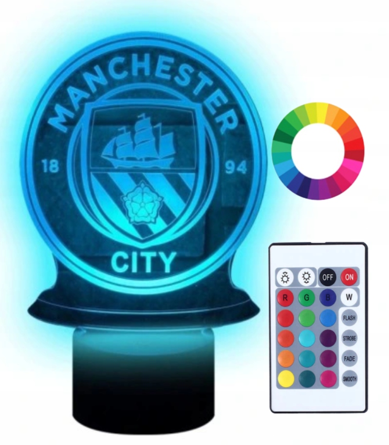 

Lampka Nocna Manchaster City 3D Led Pilot Imię