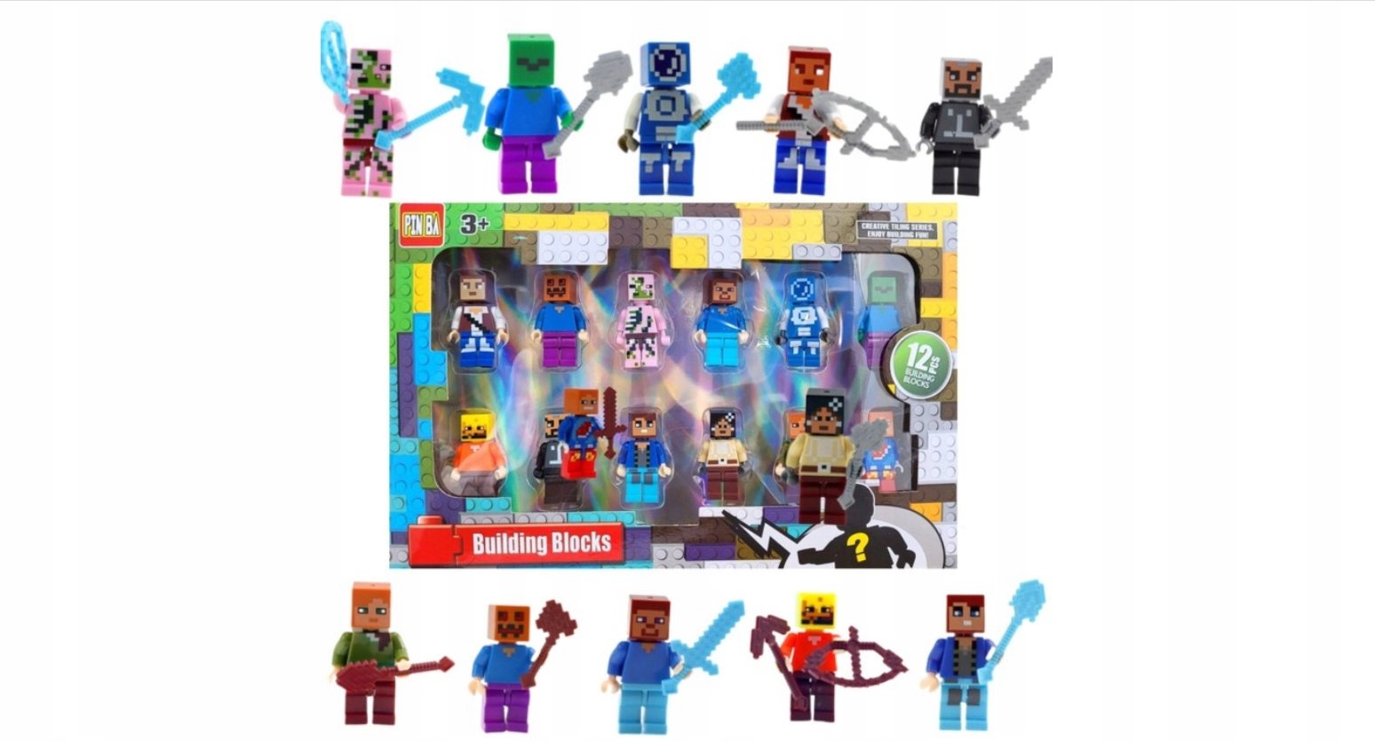 

Klocki mini Figurki Minecraft 12 sztuk Akcesoria