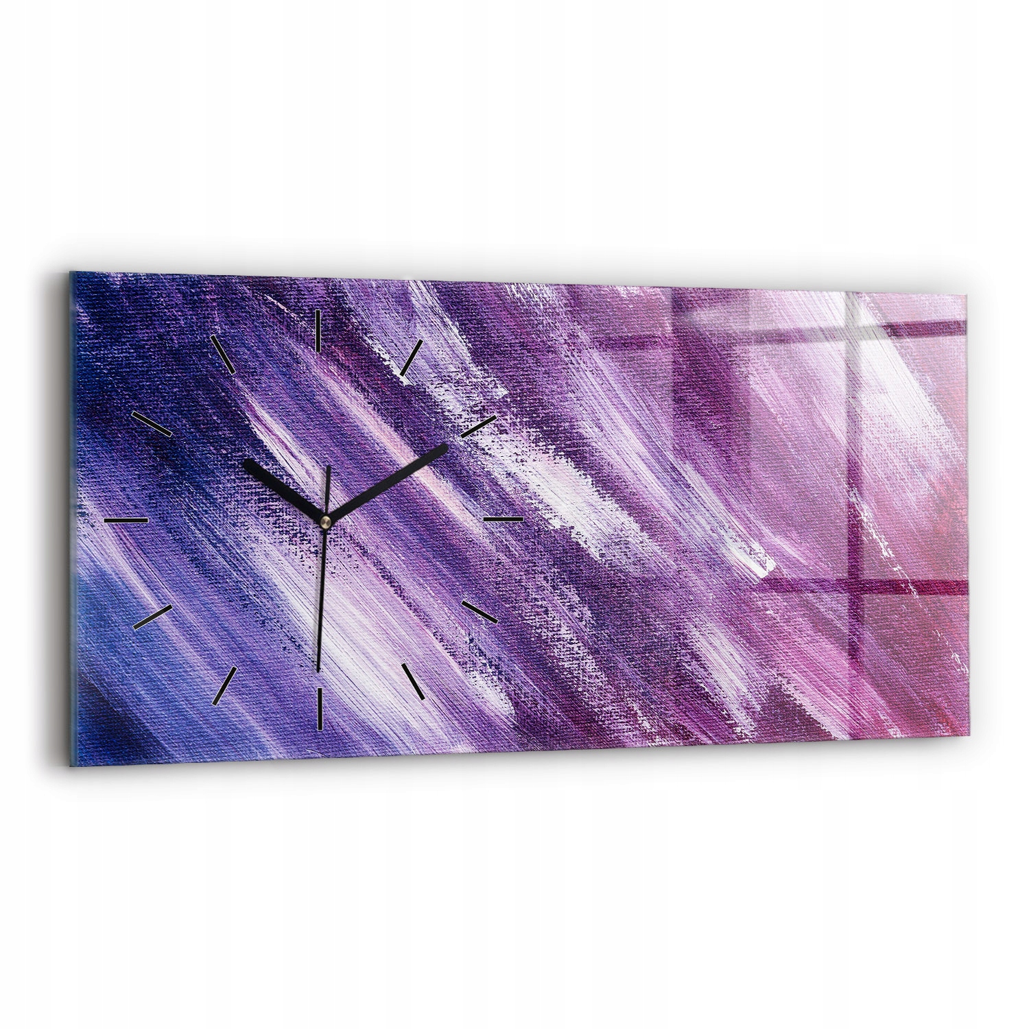 Moderní skleněné hodiny s nástěnnou grafikou 60 x 30 cm Textura akrylovou barvou