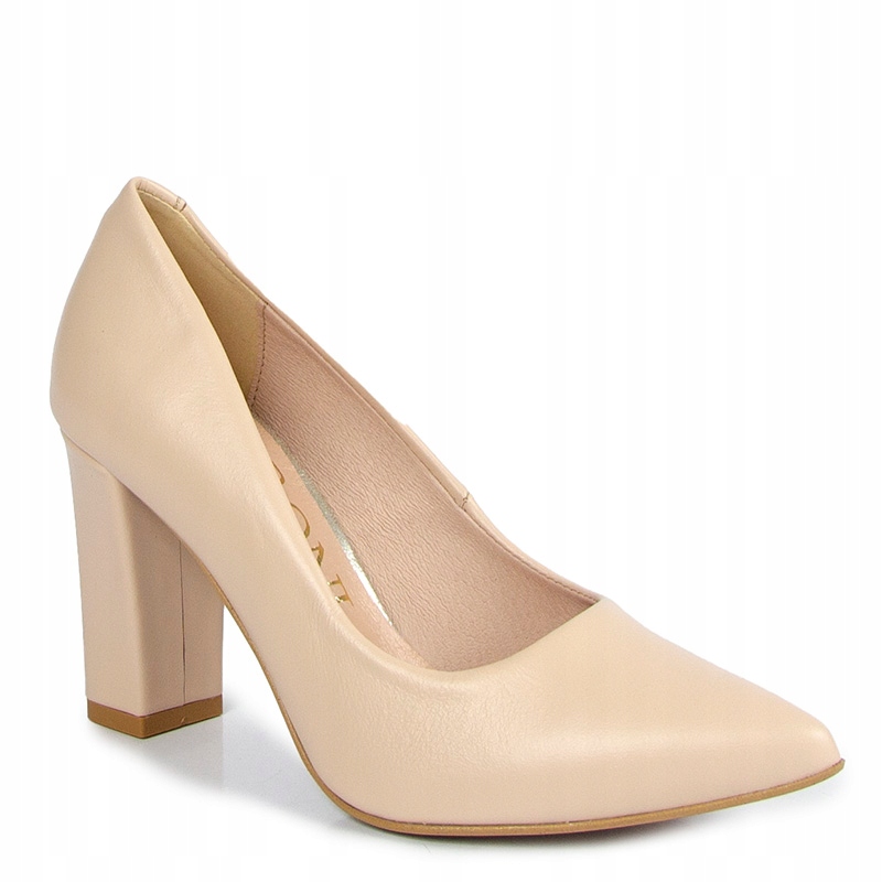 LaRoni E453 Špendlíky Lodičky Sloupek Kůže Béžová