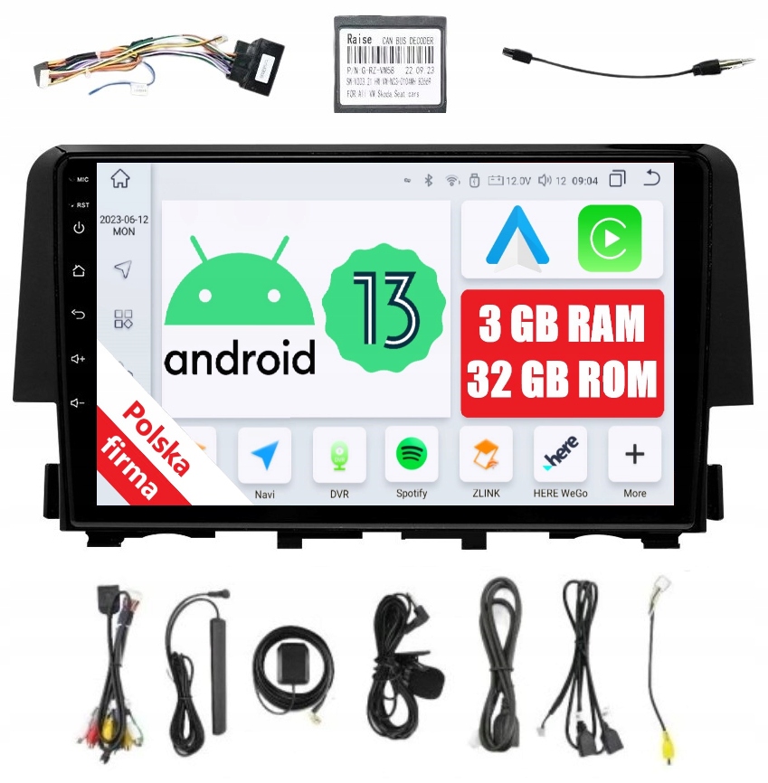Navigácia Rádio 2DIN Android Honda CIVIC 10 X 3/32 Gb Dsp Carplay Lte