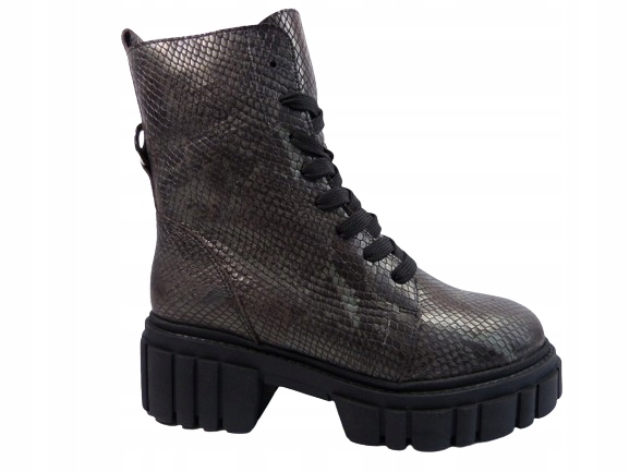 Šedočerný had kotníkové boty boty trapery kožíškem zateplené boty Karino 37