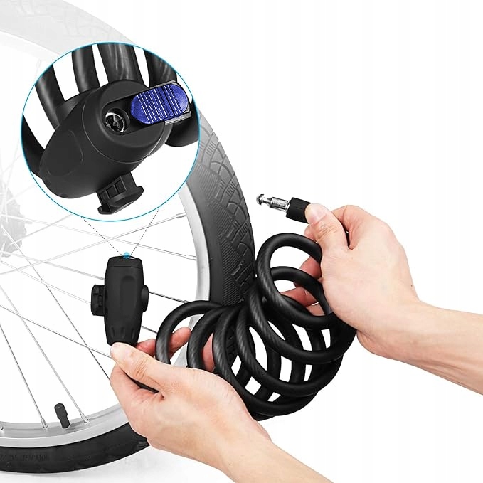 ZAPIĘCIE ROWEROWE BLOKADA DO ROWERU ZABEZPIECZENIE NA KLUCZYK MOCNA LINKA Długość (cm) 95