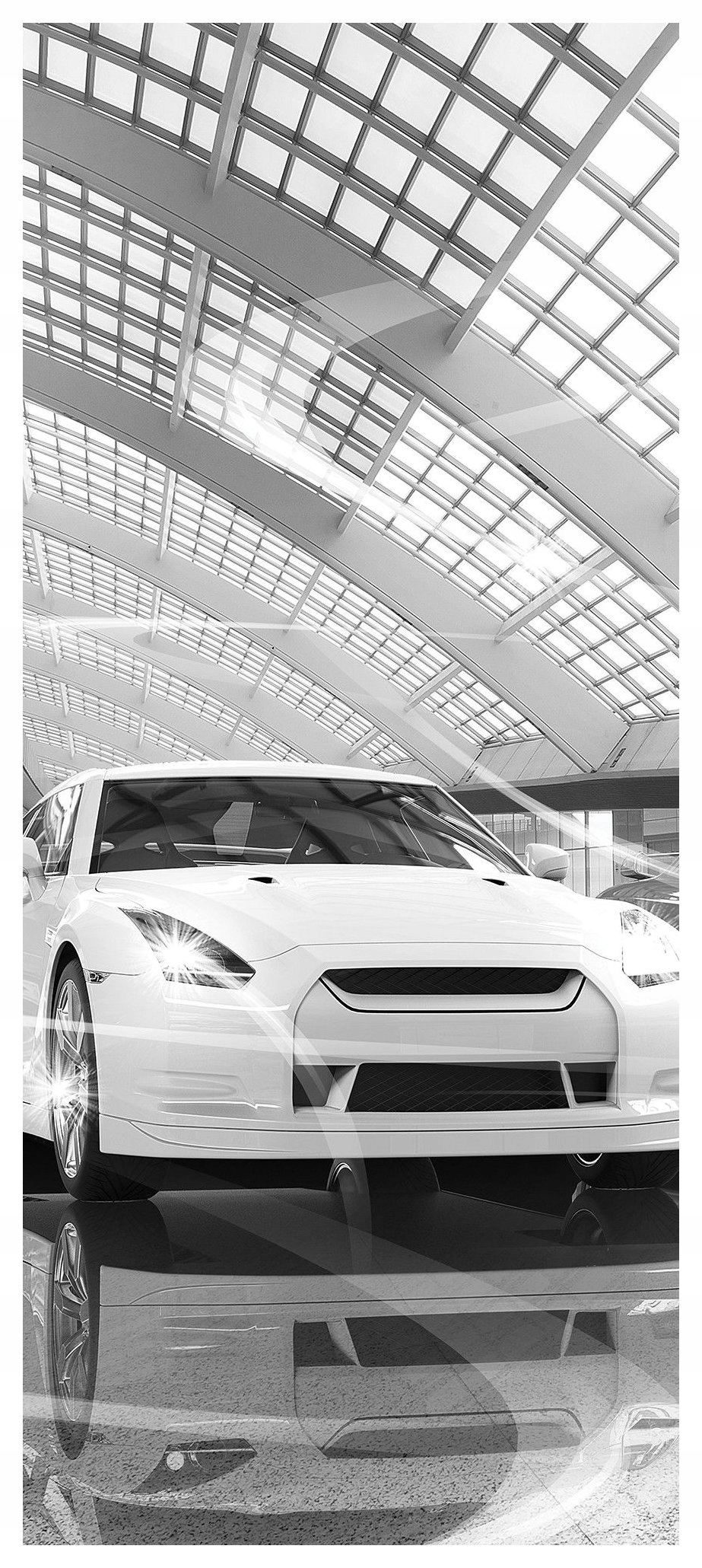 Samolepka Fototapeta Nissan Gtr Černobílý Sportovní Duch 91x211