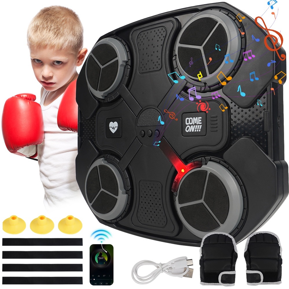 Trenażer Do Boksu Tablica Muzyczna Bokserska Bluetooth 3 Prędkości Czarne