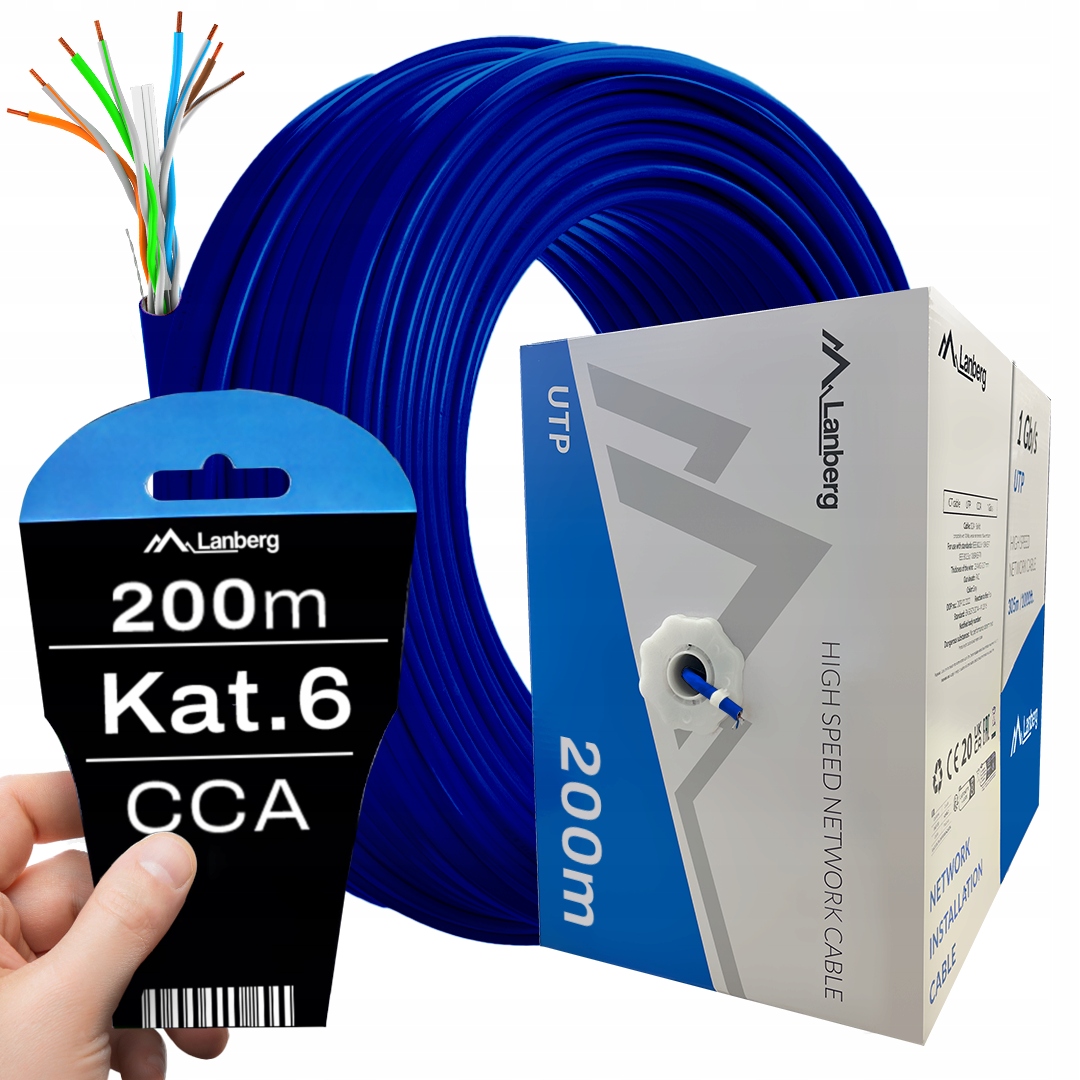 Kabel Przewód Sieciowy Lan Skrętka RJ45 Utp KAT.6 CAT.6 200M Lanberg