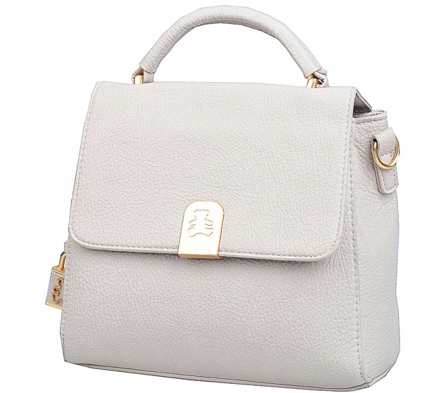 LuluCastagnette Torebka Damska KUFEREK DO RĘKI NA RAMIĘ z paskiem Kolor szary