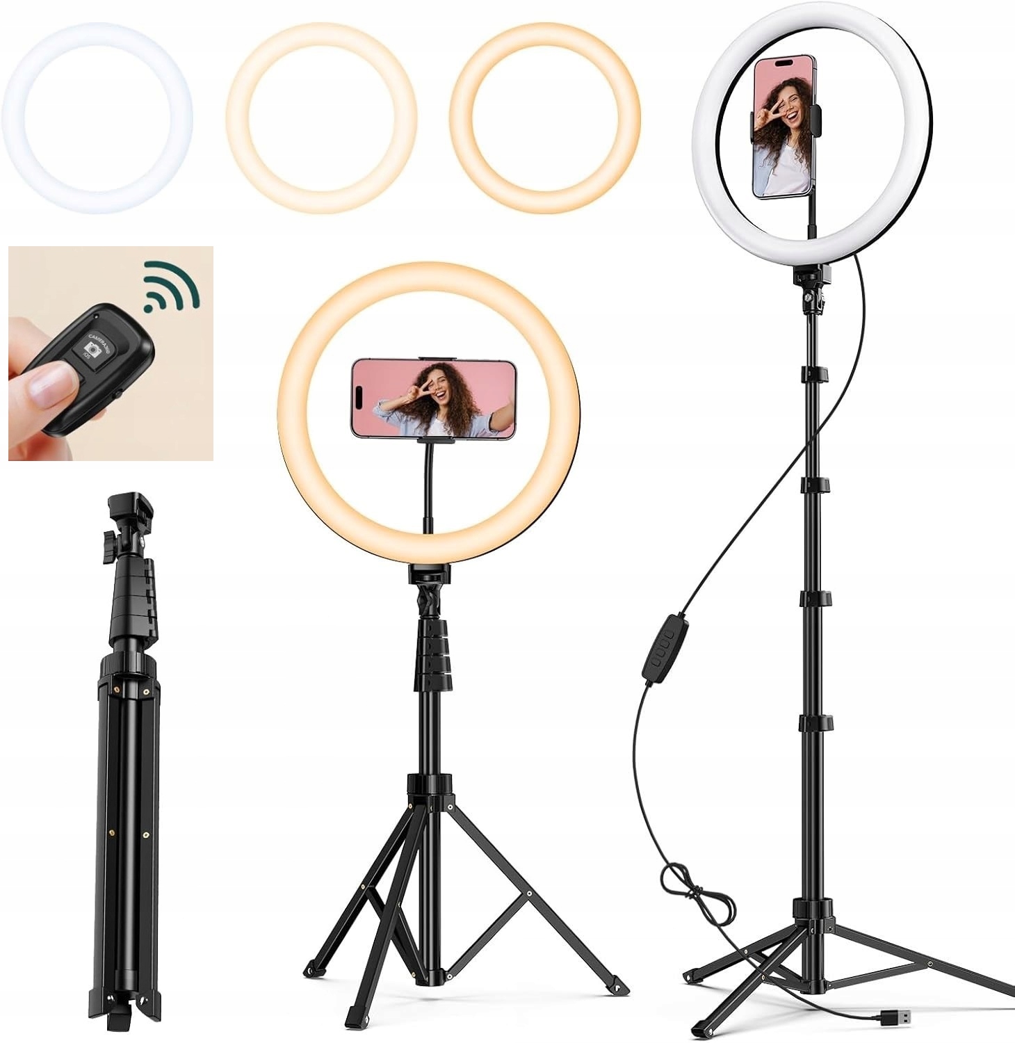 Stativ s prstencovou lampou, průměr 30 cm Atumtek ATRL131, nastavitelný až do 160 cm