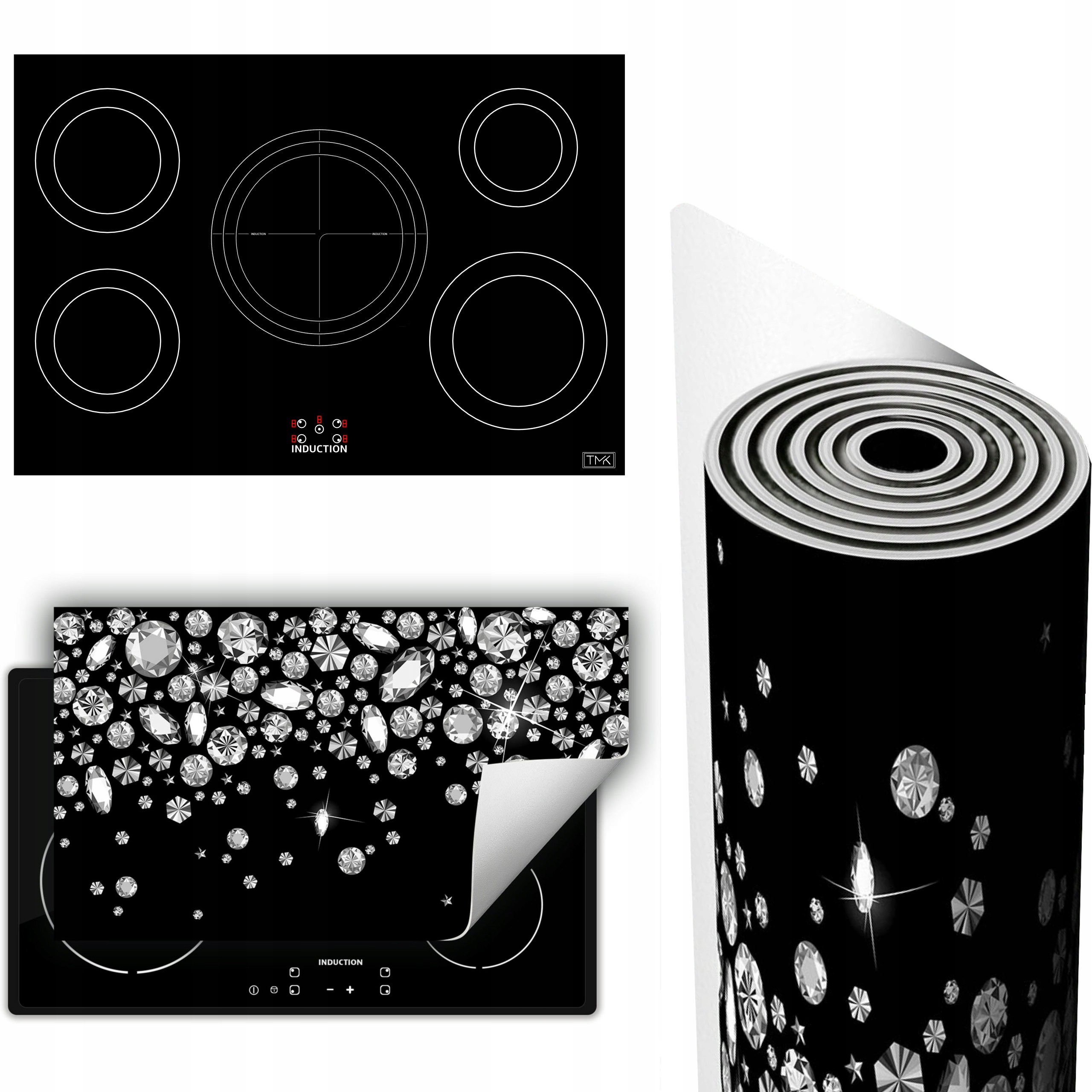 Vinylová Podložka Na Ochranu Kuchyňské Desky 90x52 černá diamanty