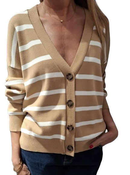 Cocomore Kardigan s proužky Camelový Ecru Novinka