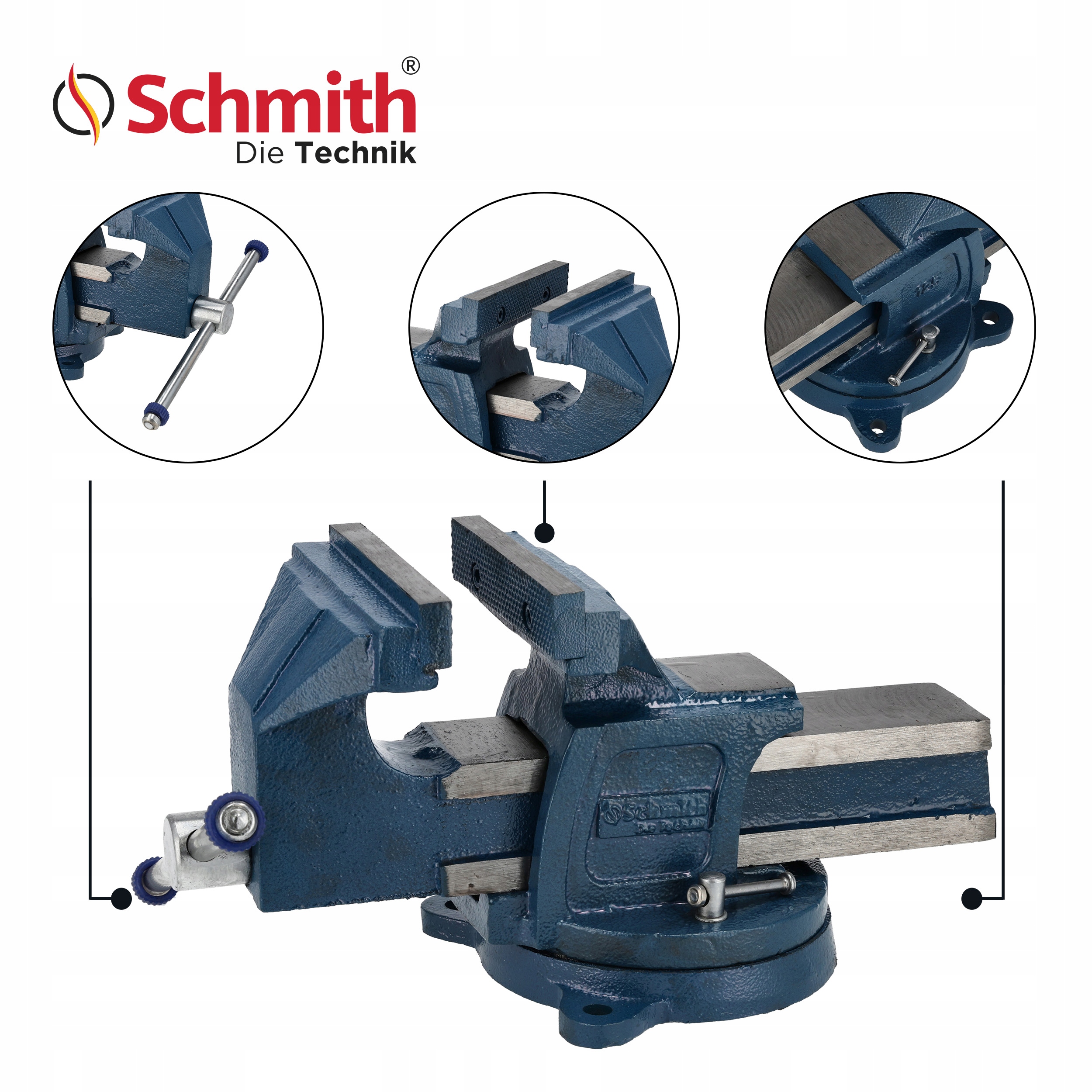 Litinový otočný zámečnický svěrák 125 mm Schmith