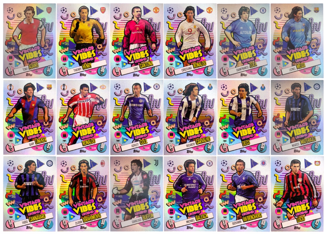 Topps Match Attax 2024-2025 Vintage Vibes 18 Kart Komplet