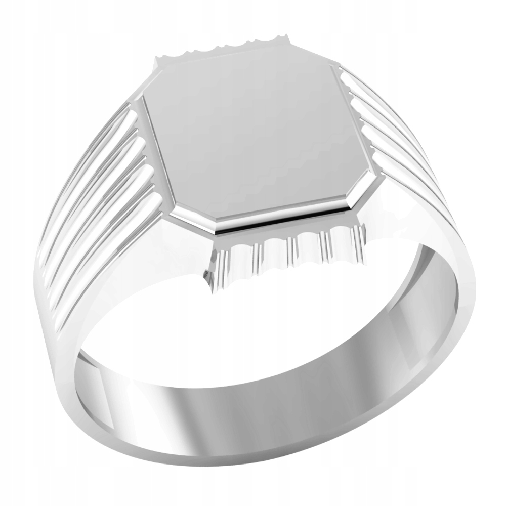 SREBRNY SYGNET Z NACIĘCIAMI OKAZAŁY DUŻY 925 GRAWE