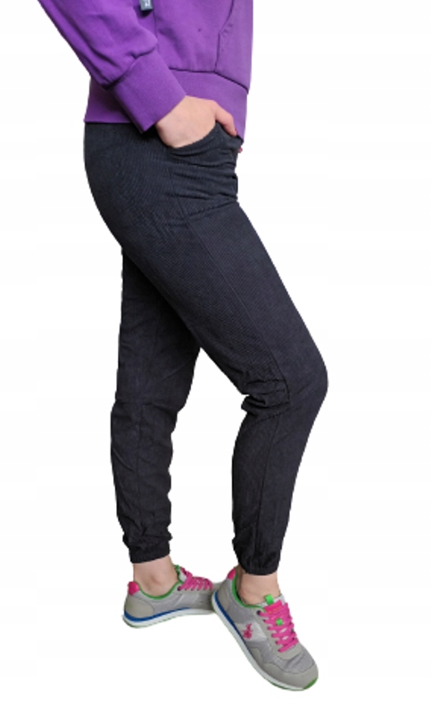 SPODNIE DRESOWE PRĄŻKOWANE DAMSKIE 6XL/7XL Stan (wysokość w pasie) średni