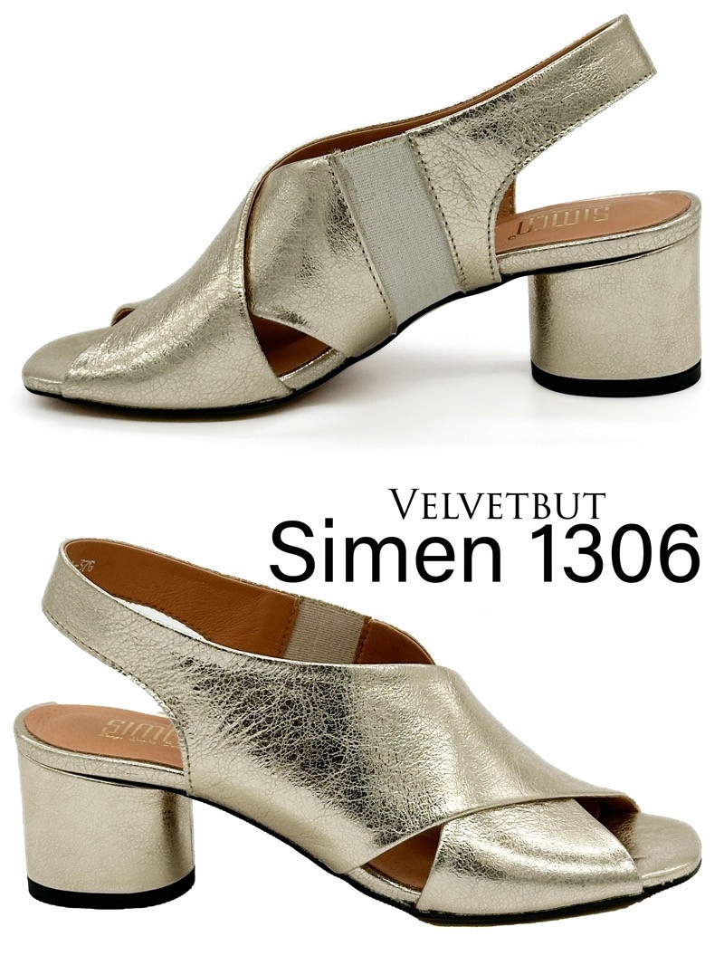 Zlaté dámské kožené sandály Simen 1306 41