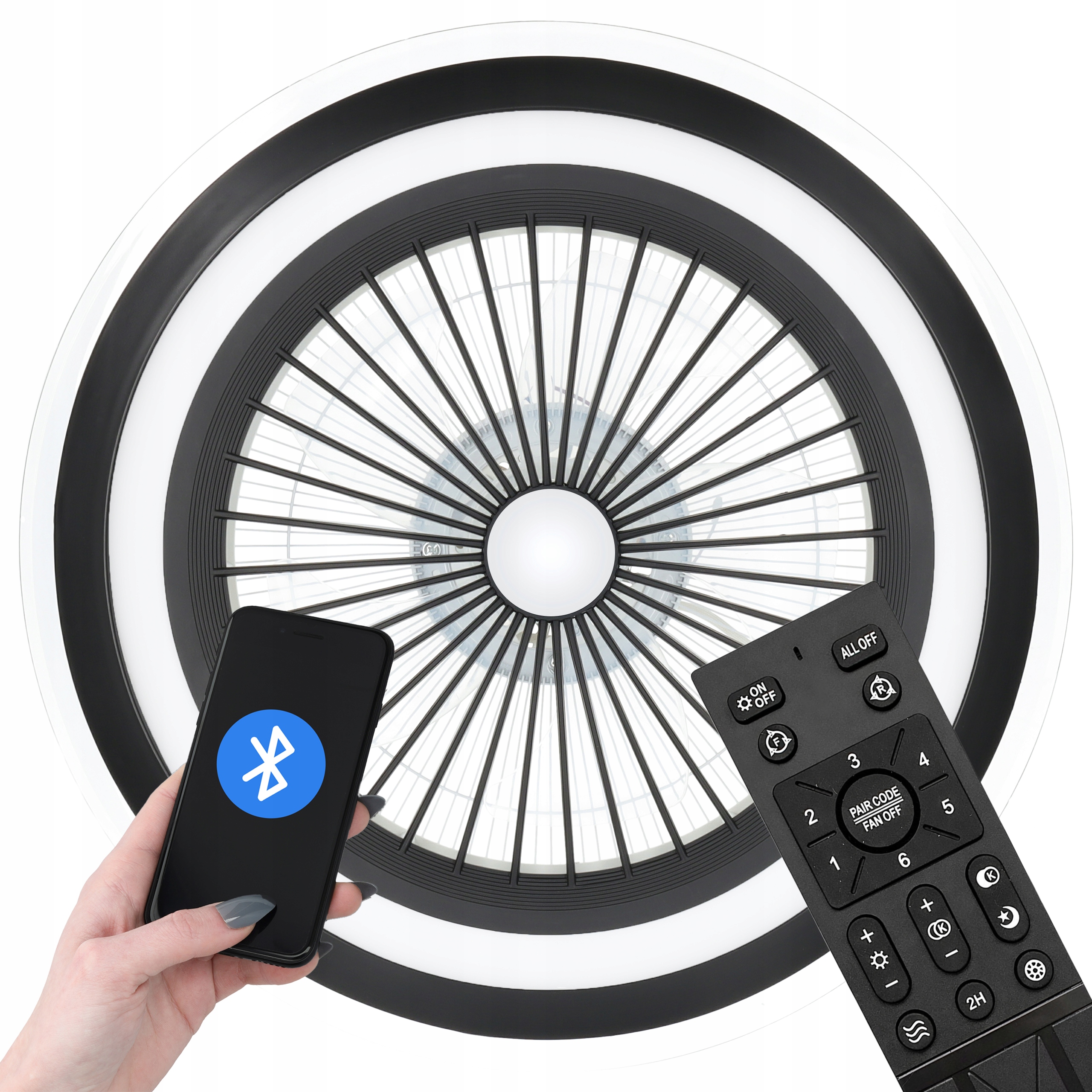 Stropní Ventilátor Větrák Stropní Svítidlo Led Lampa 52 CM Velká Bluetooth Aplikace