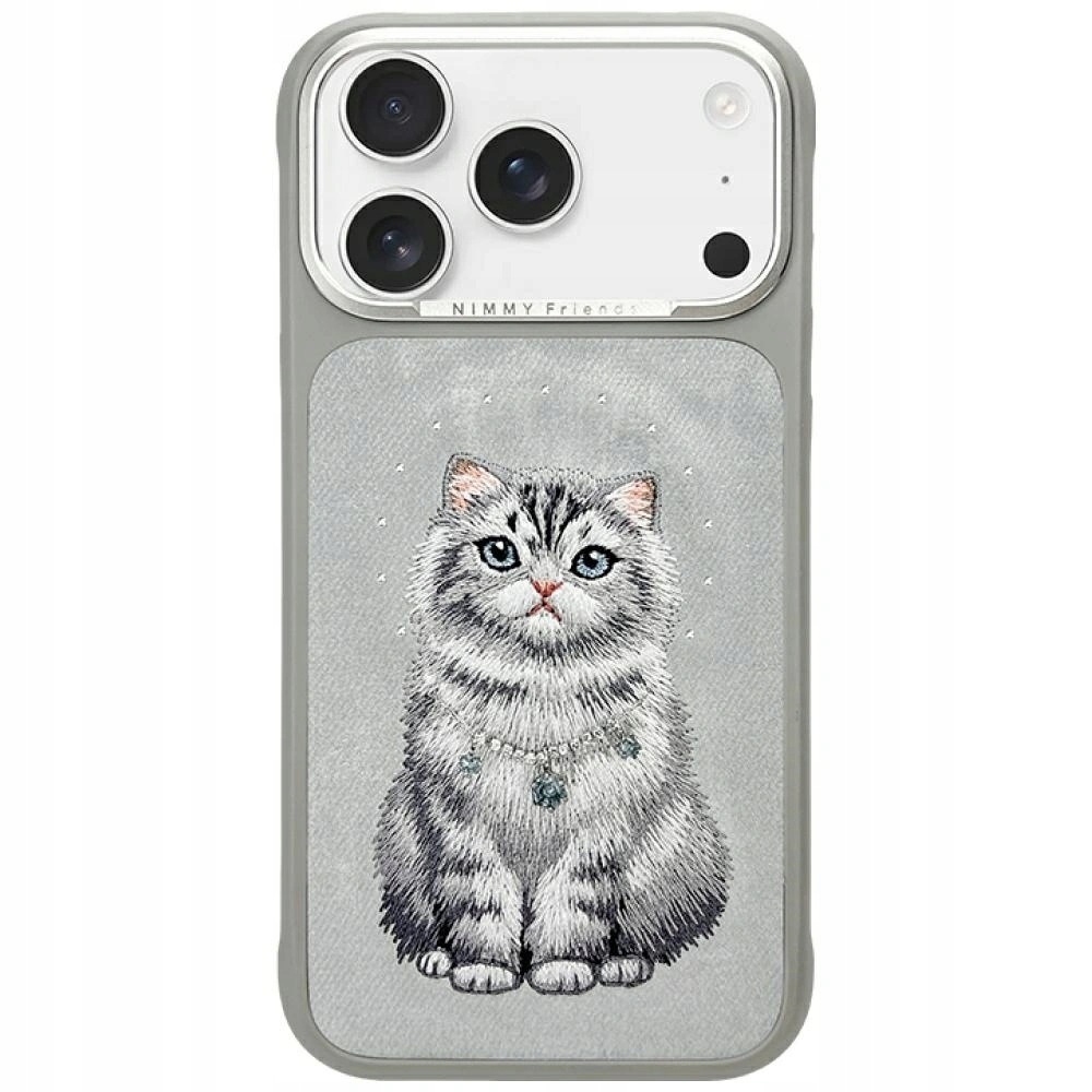Etui Nimmy Lucky Fashion Cat MagSafe na iPhone 17 Pro szare