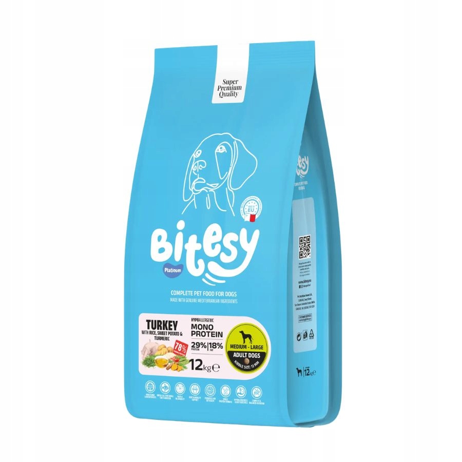 Bitesy Platinum Krmivo pro psy Krůta Rýže Batát Vysokoproteinová 12 kg