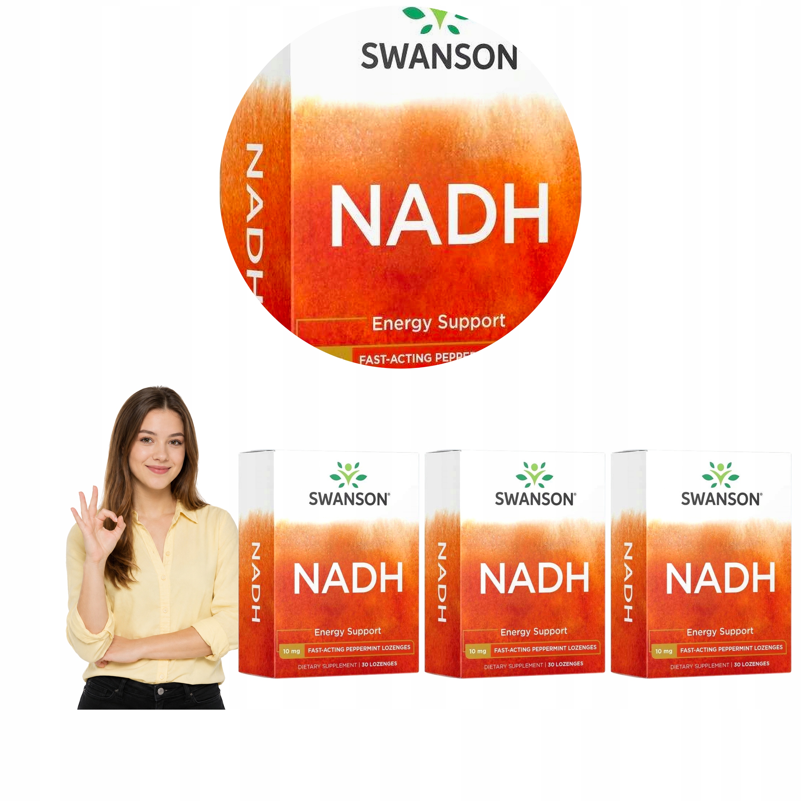 3x Swanson Nadh 10 mg Koenzym 1 Dinukleotyd Nikotynamidoadeninowy 30 tab.