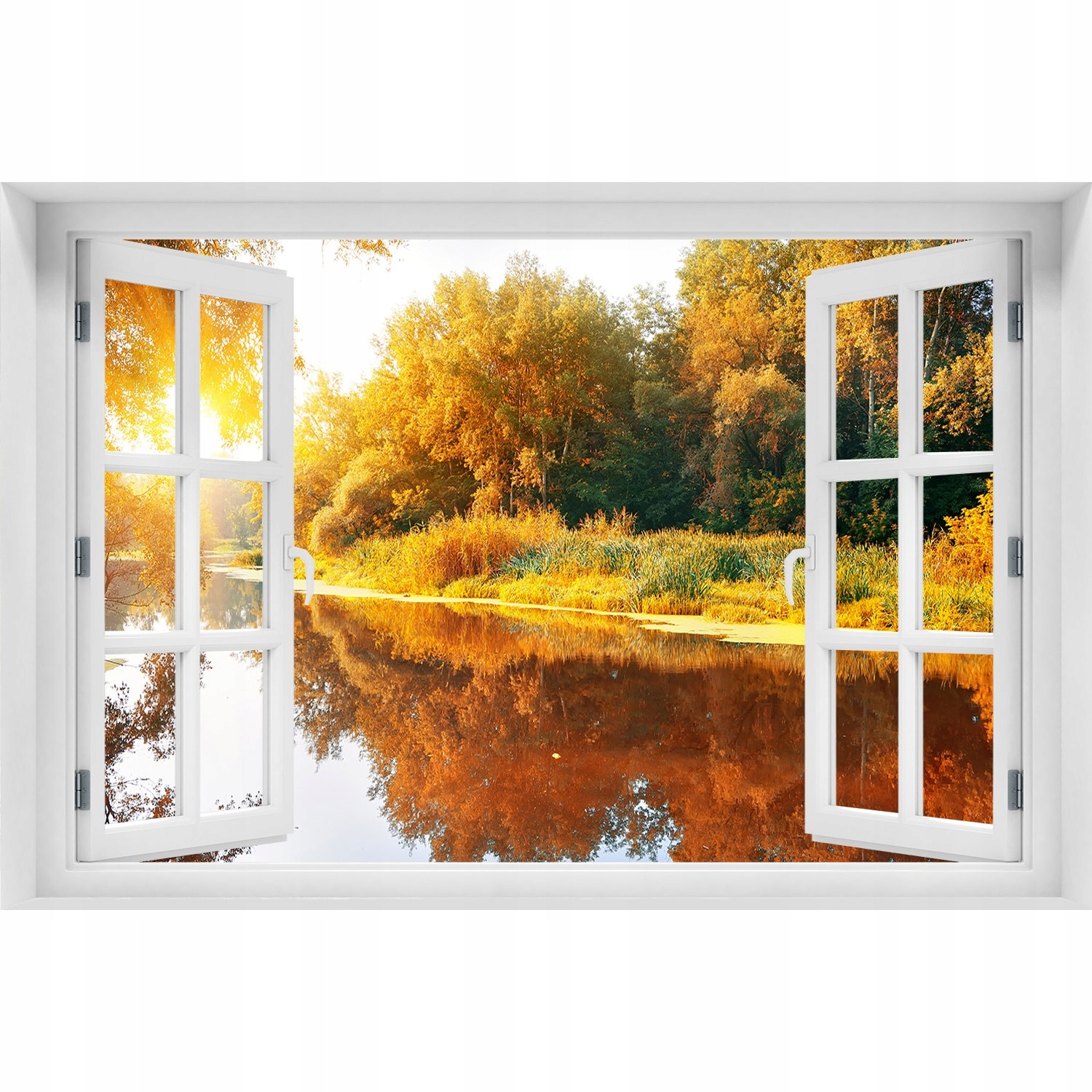

Naklejka 3D Okno na ścianę Rzeka jesienią 120x80