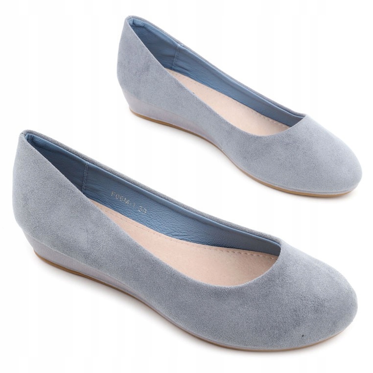 

Niebieckie Balerinki Damskie Na Koturnie Wygodne