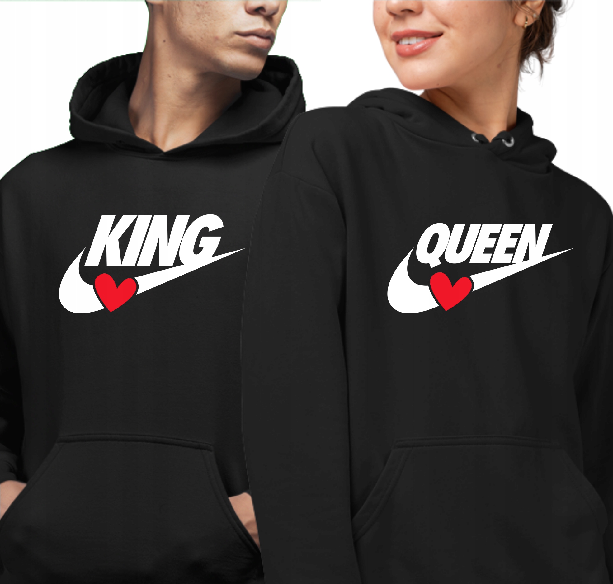 Mikiny pro páry King Queen s kapucí Dárek k Valentýnu Sada mikin XL