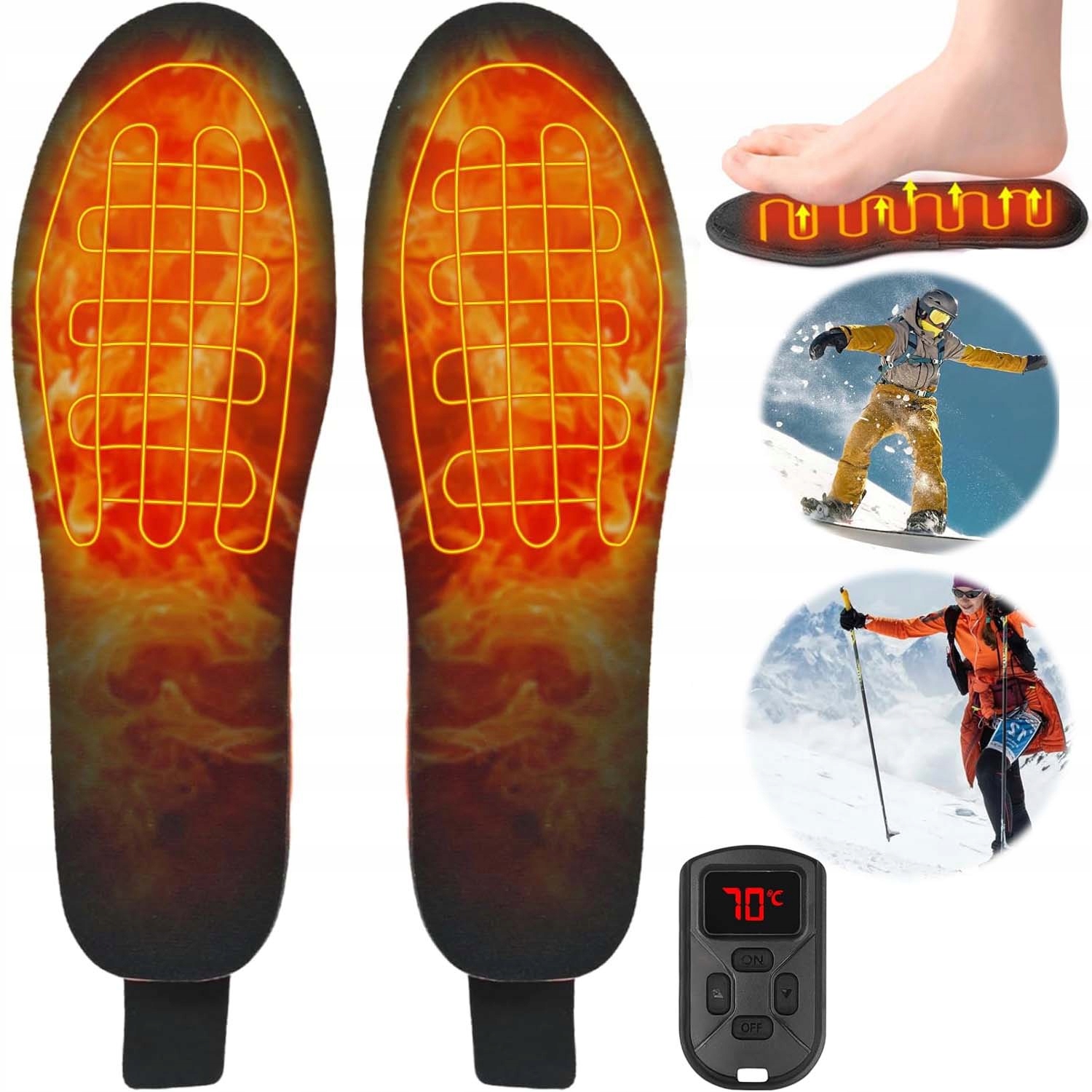 Vyhřívané Vložky Do Bot Usb, Nastavitelná Velikost, Teplo Až Do 70 °C S Dálkovým Ovládáním
